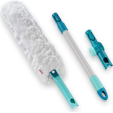 Leifheit – Kit balai à poussière SUPERDUSTER XL Pro Reach – Manche Click System 43 cm – Microfibres 360° pour nettoyage en hauteur – Housse lavable 50 fois