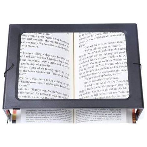 Loupe rectangulaire pliable pleine page mains libres avec 12 lumières LED pour lire, travailler-Chrom