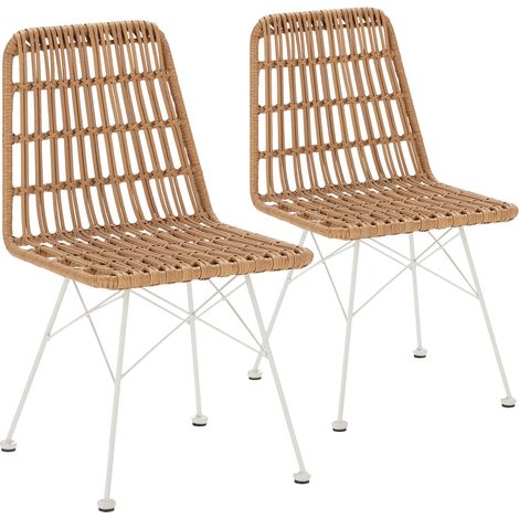 Pack 2 sillas de comedor o jardín Aitana Ratan/Blanco (1/5)