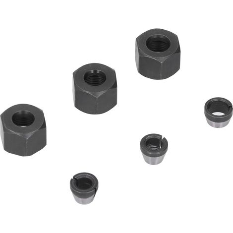 Jeu de 6 adaptateurs de fraise en acier carbone 6mm 6.35mm 8mm avec écrous pour défonceuse et affleureuse (1/5)
