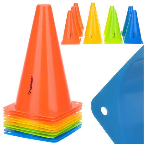 Training Cones 10 Pcs, 23cm, Flexible Plastic, Multi-Color