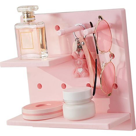Organisateur mural pour poupées, sans perçage, multifonctionnel, rose (1/5)