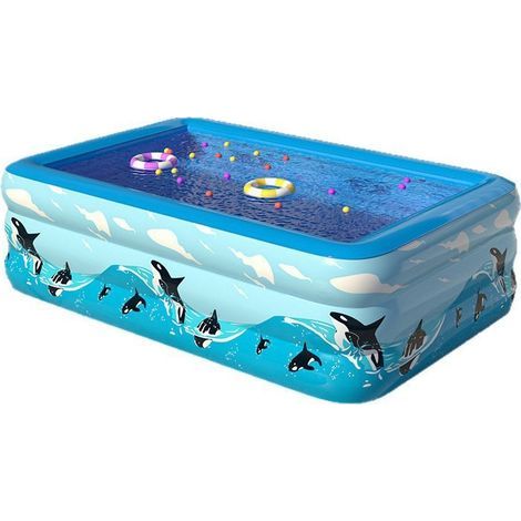 Piscine gonflable pour bébé 130 x 70 x 35 cm – PVC haute densité – Système de drainage portable – Pataugeoire rectangle (1/4)
