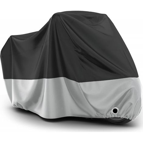 Wasserdichte Motorradabdeckung, Oxford-Gewebe, staubdicht, UV-beständig, winddicht und sonnendicht, 245 x 105 x 125 cm, schwarz + silber