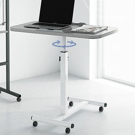 Bureau pour ordinateur portable, table de chevet, hauteur réglable, plateau pivotant à 360 degrés, créatif, simple, portable, petite table mobile, gris. (1/5)