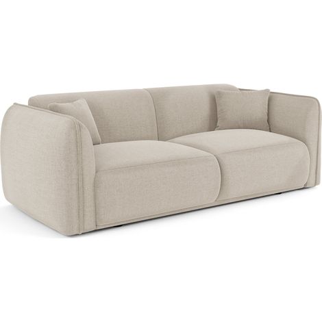 Canapé 3 places 3 places en tissu tramé toucher doux beige LUSH (1/5)