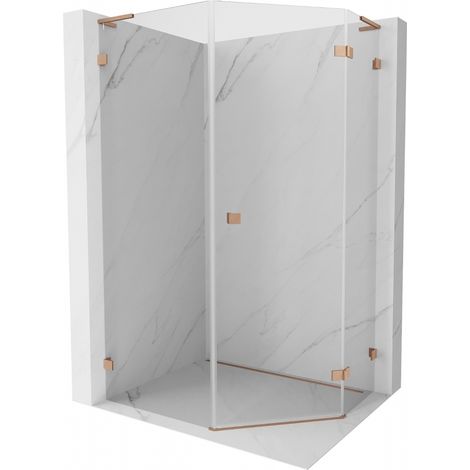 Mexen Lunar L cabine de douche pentagonale à charnière droite 90 x 100 cm, transparent, cuivre brossé - 831L-090P-100L-65-00-P (1/5)