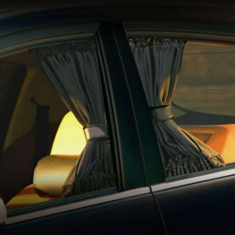 Pare-soleil latéraux de voiture en deux parties - rideaux en maille polyester noire avec rail en plastique - isolation thermique et anti-éblouissement - 50 x 47 cm (1/5)
