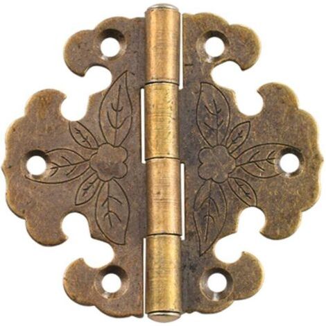 4 cerniere antiche - Cerniere decorative - Mini cerniere retrò - Cerniere per porte - Cerniere vintage in bronzo, ideali per decorare armadi, porte in legno e librerie.