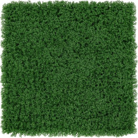Juego de 12 paneles de césped artificial para pared 50,5 x 50,5 cm diseño natural para decoración exterior PE verde oscuro 200021017