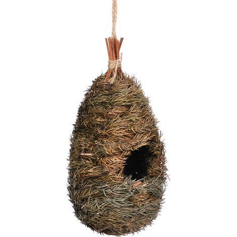 Nido de paja para pájaros, decoración de jardín campestre, refugio de cría al aire libre, accesorio para aviario (1/5)