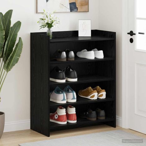 Meuble à chaussures avec rangement en bois d’ingénierie chêne noir 73,5 x 36 x 92 cm - PANGIVO (1/5)
