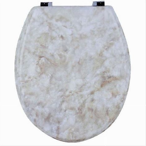 Cleafe - Copriwater Universale Legno Mdf Tavoletta Bagno Wc Marmo Beige Cerniere 52966a - (1/3)