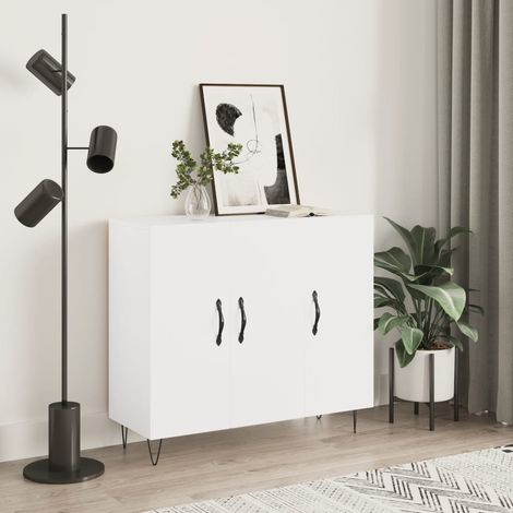 Buffet bas,Buffet Commode industriel blanc 90x34x80 cm bois d'ingénierie -QS56931 (1/5)