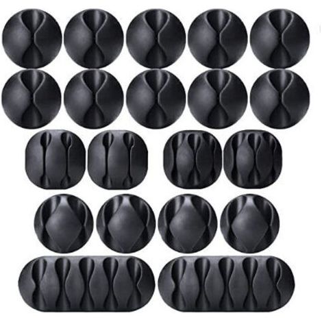 20-teiliges Kabelclip-Kabelhalter-Set, Mehrzweck-Kabel-Organizer-Set für Schreibtisch, Netzkabel, USB-Ladekabel, Ladegerät, Audiokabel, FLITI