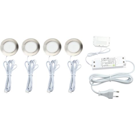 KIT MEUBLED 2 24V Encastrés IP44 rond fixe alu LED 9W CCT 3-4-5000K 4x200lm ARIC 51849