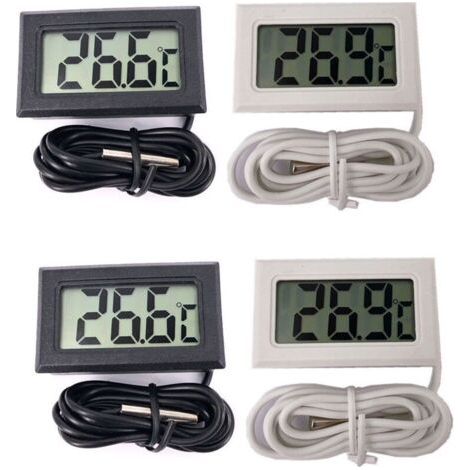 Mini Digital LCD Thermomètre Température avec Sonde de Température Capteur Testeur ,Guazhuni (2X Noir 2X Blanc) (1/4)
