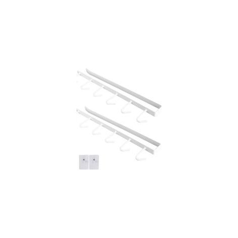 Gancio porta utensili da cucina, porta cravatte, porta cinture e sciarpe, porta bicchieri/gancio per bicchieri senza foratura, 2 pezzi (bianco) - Crezuo