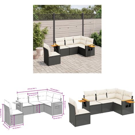Salon de jardin 5 pcs avec coussins noir résine tressée - Ensemble Salon De Jardin - Meuble Extérieur - Canapé Jardin - Résine Tressée - Rotin Synthétique - Home & Living (1/3)