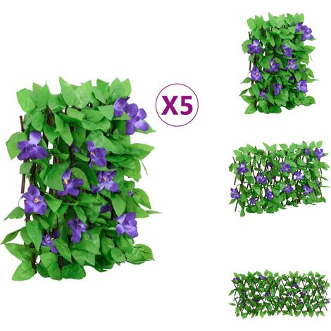 Treillis de lierre artificiel extensible 5 pcs vert 180x20 cm - Clôture Artificielle - Trellis De Lierre - Écran De Lierre - Intimité Jardin - Décoration Murale (1/5)