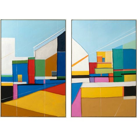 Tableau abstrait multicolore en duo - multicolore (1/5)