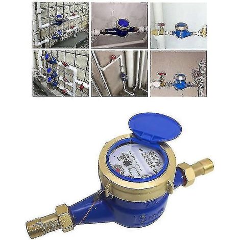 Compteur d'eau froide 20 mm, débitmètre avec raccords, pour usage domestique et de jardin. (1/5)