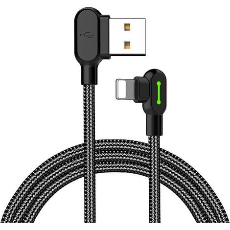 Câble Lightning coudé McDodo CA-4679, LED, 2 A, 3 m, noir (1/5)