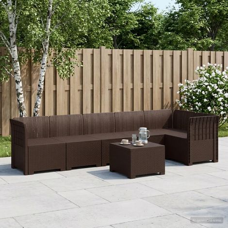 Divano da Giardino 6 Posti Aspetto Rattan PP Marrone vidaXL (1/5)
