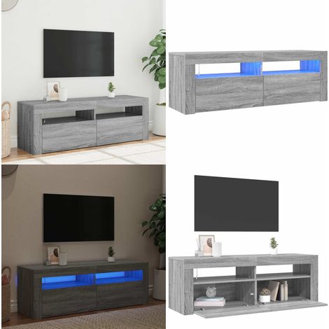 Meuble TV avec lumières LED sonoma gris 120x35x40 cm - Meubles Tv - Meuble Tv - Télévision - Unité Tv - Support Tv - Home & Living