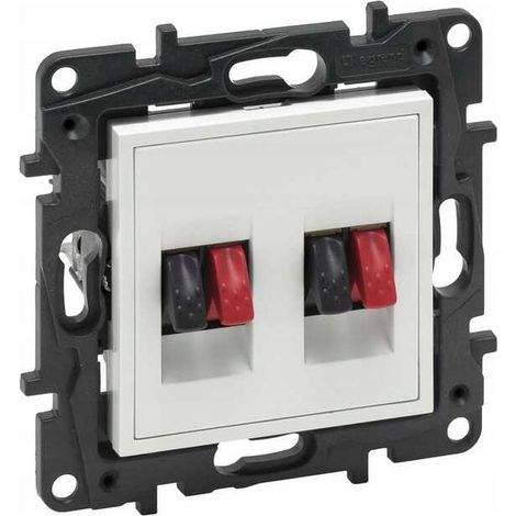 Module NILOE STEP BLANC, prise haut-parleur Hi-Fi, 2 bornes 4 mm², 863186