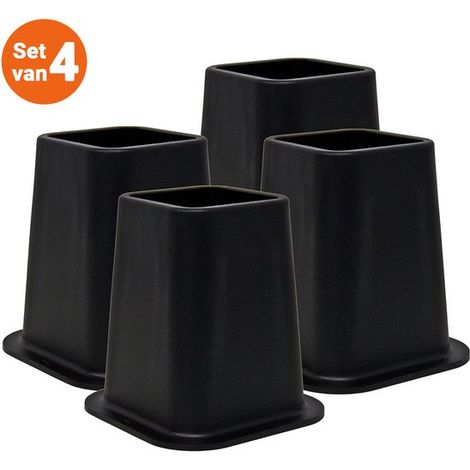 Set de rehausseurs de meubles – 15 cm – 500 kg – Noir – Lit, table, canapé – Réglables (1/5)