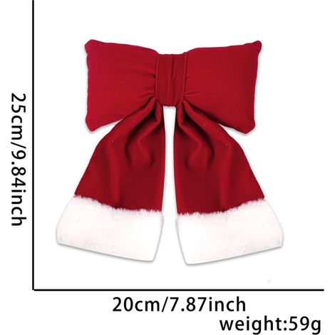 Nœud Papillon De Noël - 20 Cm - Décoration Murale Et Arbre De Noël - Rouge - 1 Pièce (1/5)