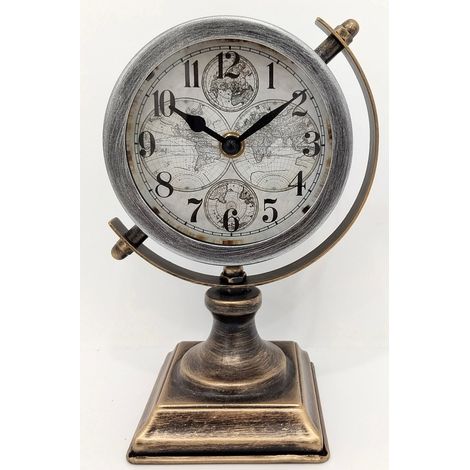 22cm Table Clock for Living Room/Hallway/Dining Room - Metal - L10 x W14 x H22 cm