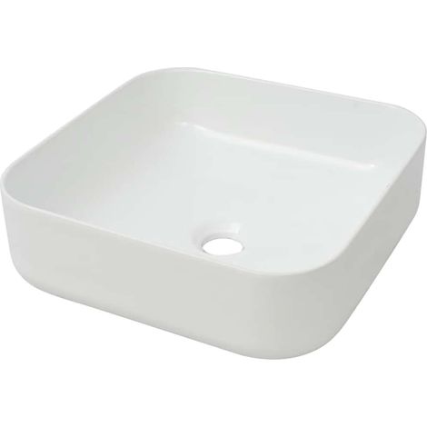 vidaXL Lavabo cuadrado de cerámica blanco 39x39x13,5 cm (1/2)
