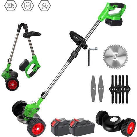 Tondeuse à gazon électrique sans fil 1500W, 12000 tr/min, pliable et réglable, Outils de taille de jardin avec 3 types de lames et 2 batteries (1/5)