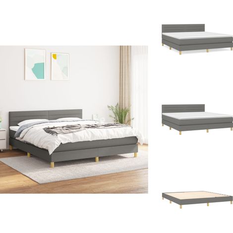 Boxspringbett mit Matratze Dunkelgrau 160x200 cm Stoff - Boxspringbett - Doppelbett - Betten - Schlafräume - Möbel (1/5)