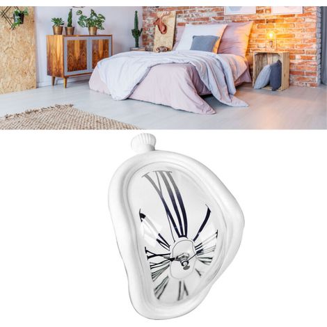 Dekorative Tisch-/Schreibtischuhr im Retro-Stil, galvanisiert, weiß