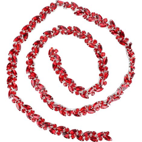 Cheval Œil Fleur Chaîne Verre Diamant DIY Lacet Chaussure Décoration Vêtement Accessoire Grand Rouge (1/5)
