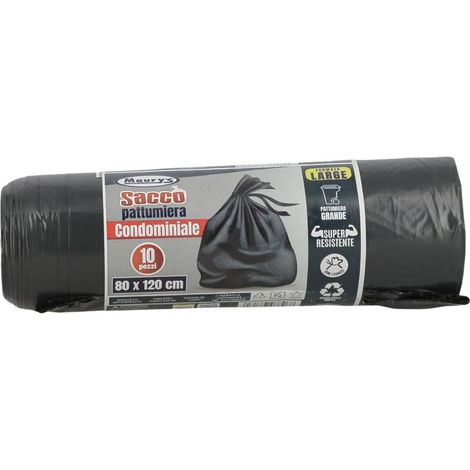MAURY'S SACCHI PER PATTUMIERA 80X120 CM CONFEZIONE DA 10 PEZZI IN COLORE NERO OKX