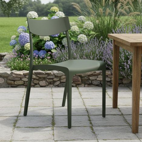 Dmora - Gartenstuhl Lupia, Gartensitz, Outdoor-Stuhl, Outdoor-Sessel, Made in Italy, 54x46 h80 cm, Grün (1/3)