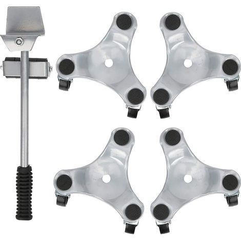 Kit de roulettes pour meubles lourds 300 kg – Roues pivotantes 360° avec frein – Pour réfrigérateurs, machines à laver et déménagements (1/5)