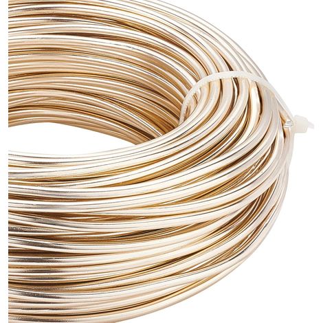 25m 3mm Fil de Sculpture en Aluminium coloré d'artisanat Fil Pliable d'aluminium de Bijoux pour la Fabrication de Bijoux DIY, Arbres de bonsaï, Bracelet, Champagne (1/5)
