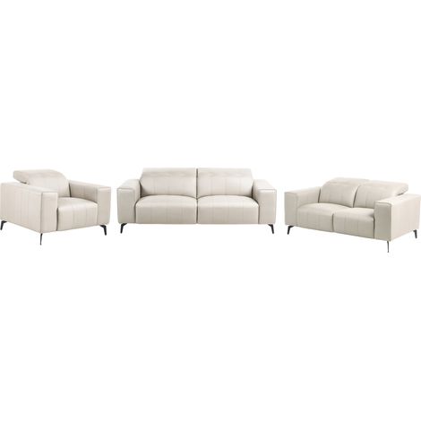 Conjunto de sala de estar de tela moderno con reposacabezas ajustable y patas de metal beige claro Ommel