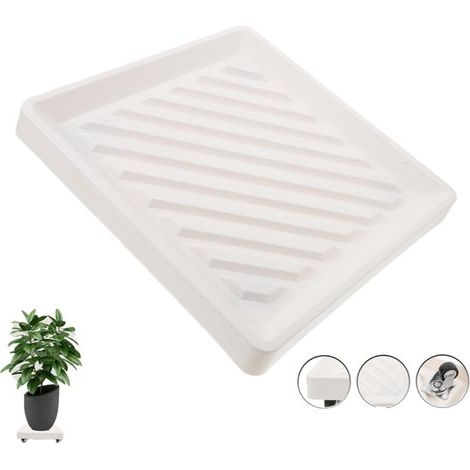 Jardinière carrée à roulettes - Support à plantes robuste à roulettes - Blanc - Support à plantes mobile - Base de jardinière mobile - Avec roulettes - Base de jardinière robuste à roulettes Blanc (1/5)