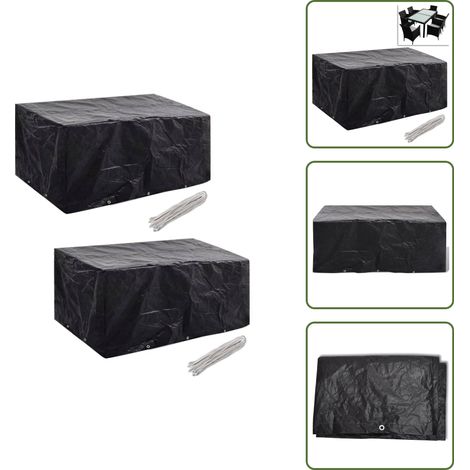 Gartenmöbel-Abdeckungen 2 Stk. 10 Ösen 240x140 cm - Gartenmöbelschutzhülle - Rattan Möbel Abdecken - Gartenmöbel Abzudecken - Wetterfeste Gartenmöbelabdeckung - UV-Schutz Gartenmöbel (1/5)