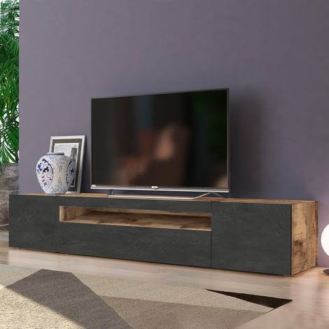 Meuble TV 200cm design 2 portes tiroir et placard Daiquiri Ardesia Pero L (1/5)