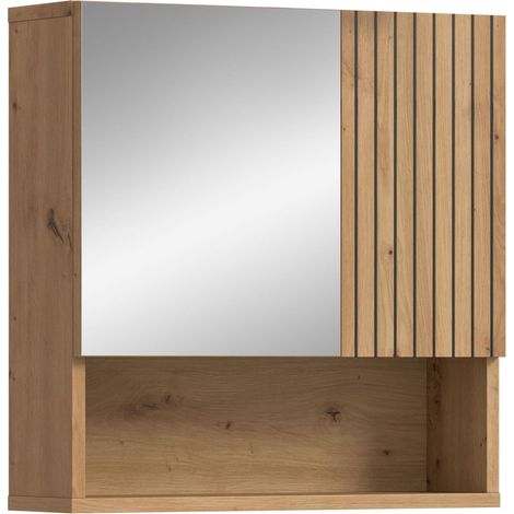 Armoire à Miroir 60 x 55 x 17 cm Corps et avant Imitation chêne Artisan Armoire à Miroir avec Aspect Bois Fonctionnelle et Moderne (1/5)