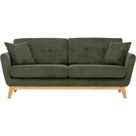 Divano 3 posti scandinavo in velluto a coste verde HOGA