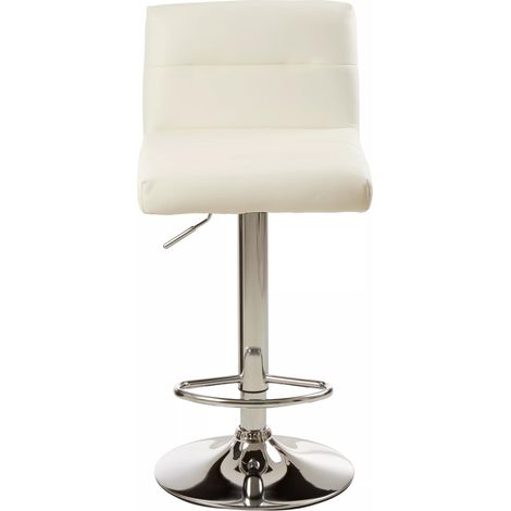 Interiors By Premier Sleek White Seat Bar Stool With Chrome Base, Comfortable Bar Chair, Adjustable Height Modern Bar Stool (1/5)