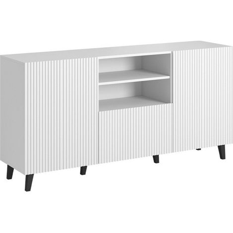 Cómoda Dicto, Blanco, Con cajones y puertas, Número de cajones: 1, 83x151x40cm